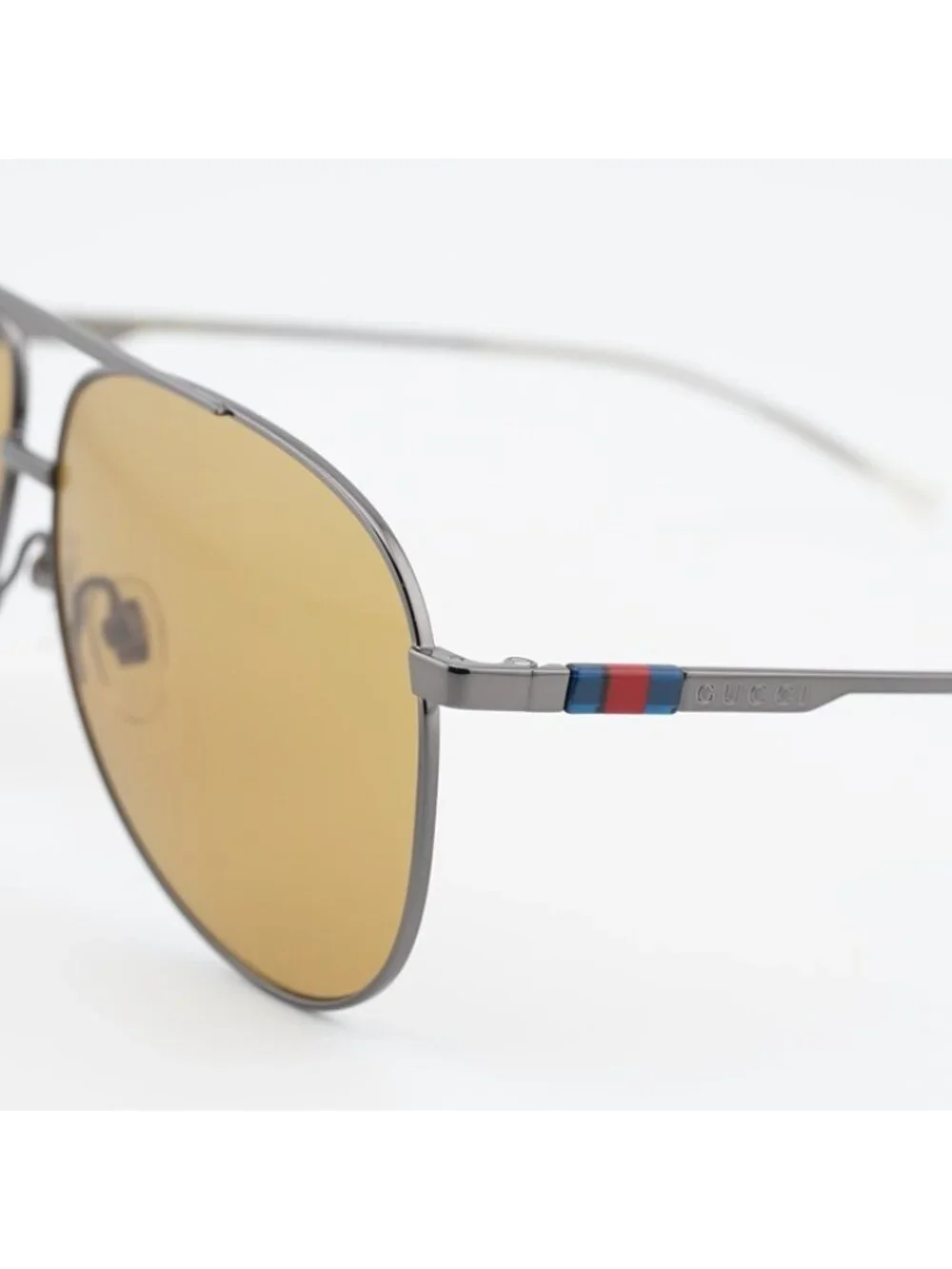 Gucci GG1677S 003 Sunglasses Ruthenium Aviator Frame, Brown Lenses